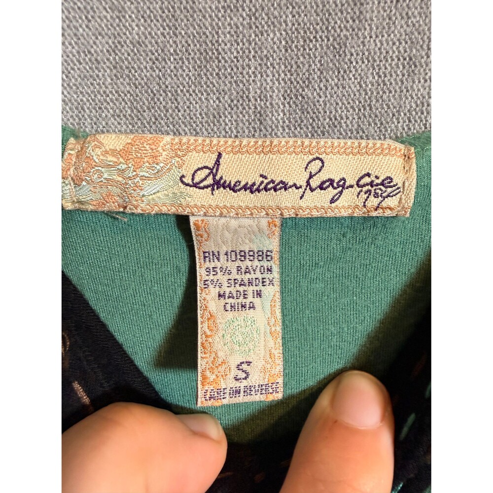 American Rag Cie Women's Size S Colorblock Rayon Blend Camisole Tank Top Green - Picture 2 of 4